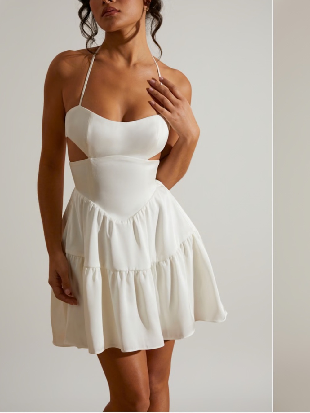 Oh Polly White Cutout Tiered Mini Dress US6